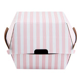 Boxes, Burger, 4 x 4 x 3.75 Inch, Paper, Pink & White Stripe, Ripple Wall,100 - 1 COUNT