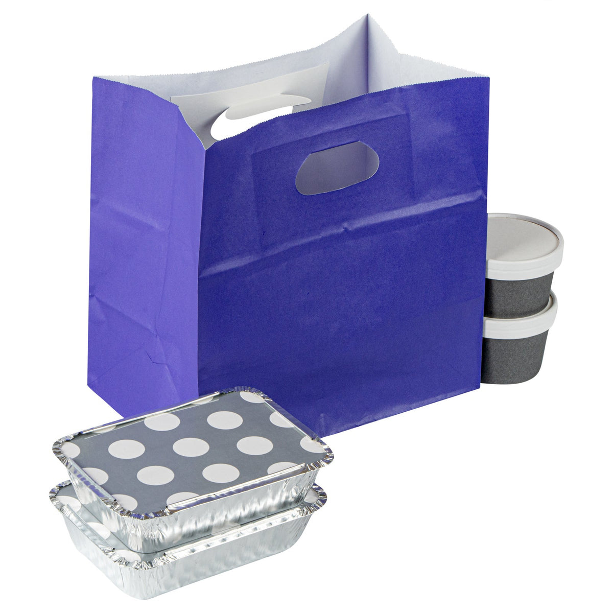 Bags, Take-Out, Bag Tek 11 x 7 x 11 Inch, Paper, Purple, Rectangular, with Handles,100 - 1 COUNT