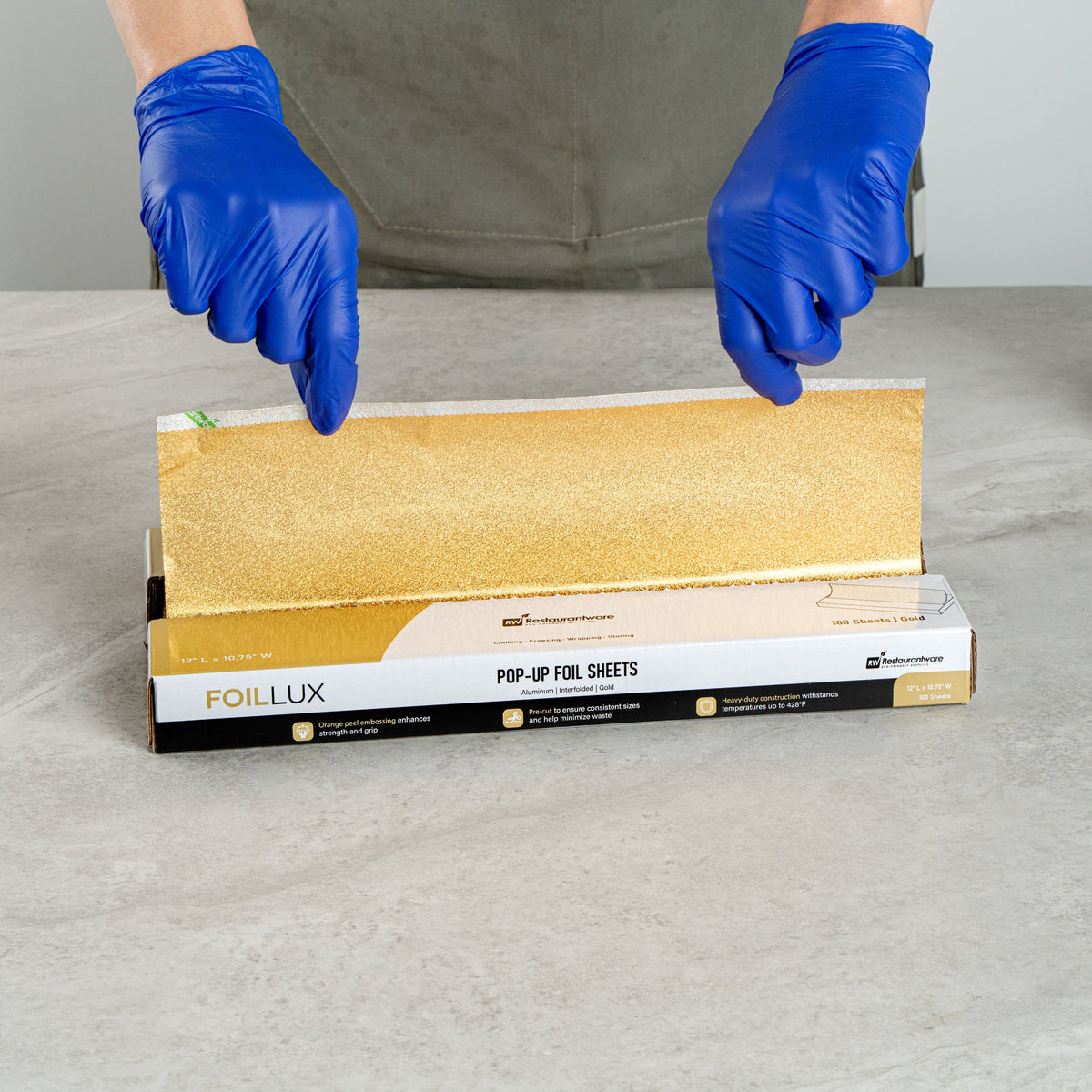 Sheets, Food Service, Foil Lux 10.75 x 9 Inch, Aluminum Foil, Gold, Embossed, Pop-Up, Interfolded,100 - 1 COUNT