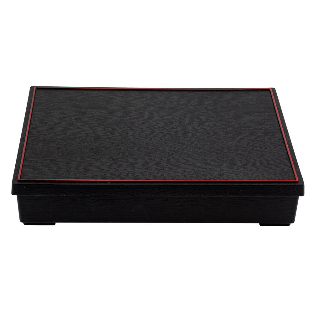 Box, Japanese Style Bento 6-Compartment, 12.25 x 9.75 x 2.25 Inch, Plastic, Black & Red, ABS,1 - 1 EACH