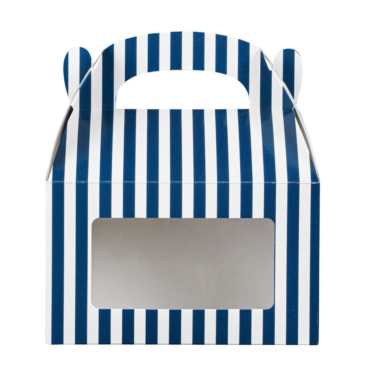 Boxes, Gable & Lunch, Bio Tek 6 x 3.50 x 3.50 Inch, Paper, Blue & White Stripe, with Window,25 - 1 COUNT