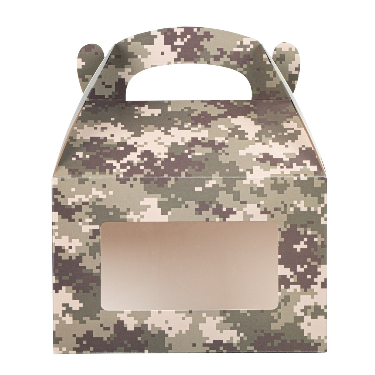 Boxes, Gable & Lunch, Bio Tek 8.50 x 4.75 x 5.50 Inch, Paper, Camouflage, with Window,4 - 25 COUNT