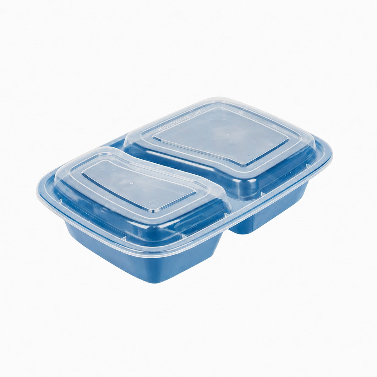 Containers, 2-Compartment Food, Asporto 32 Ounce, Microwavable Plastic, Midnight Blue, 8.75 x 6 x 2 Inch, includes Clear Lid,2 - 50 COUNT