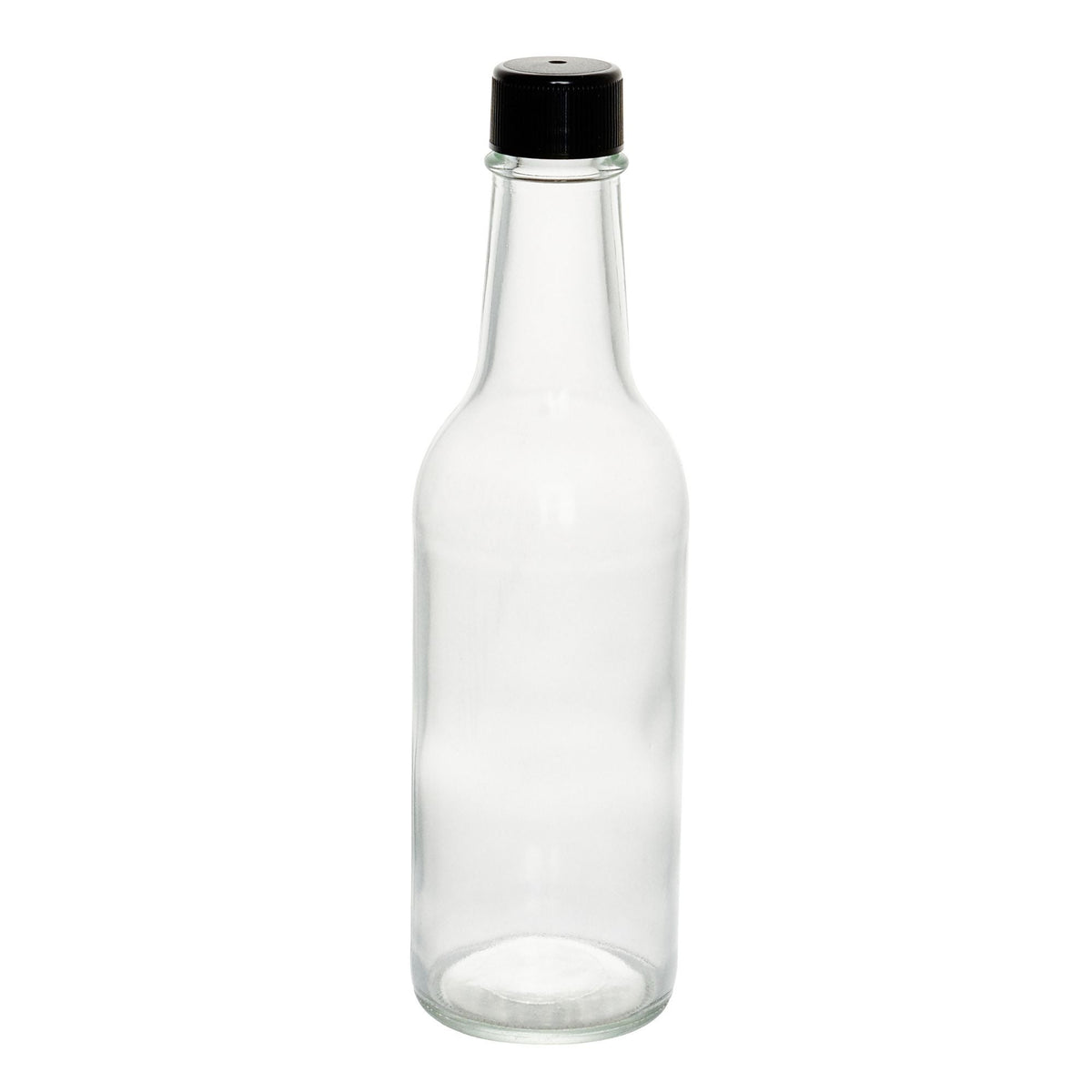 Bottles, Woozy, Vetri 9 Ounce, Glass, 2.25 x 2.25 x 7.75 Inch, Black Cap,10 - 1 COUNT