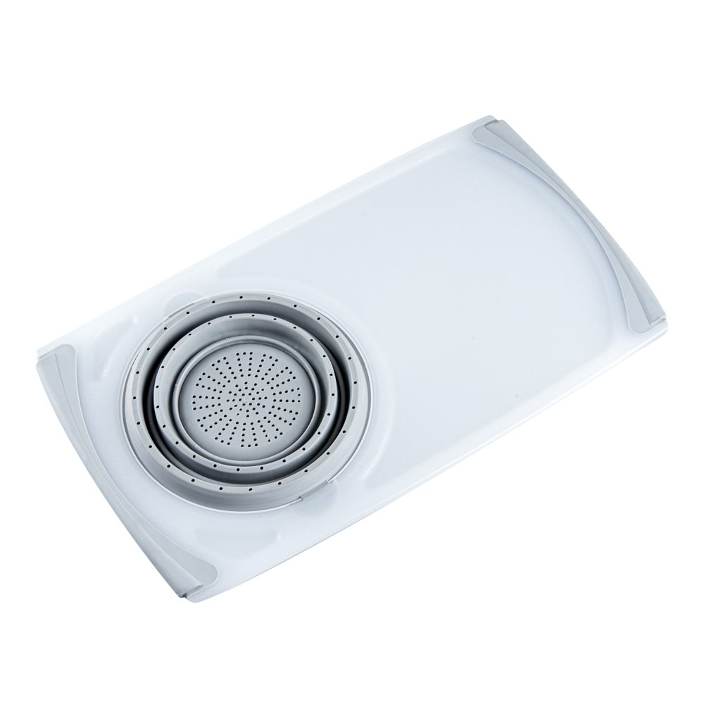 Board, Cutting, RW Base 19.75 x 11.25 Inch, Over-the-Sink, Plastic, Gray, with Collapsible Strainer,1 - 1 EACH