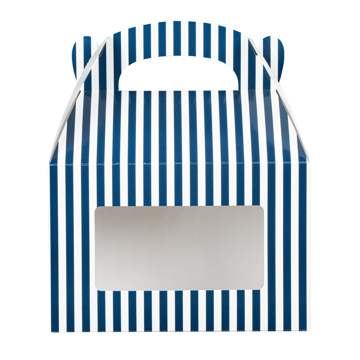 Boxes, Gable & Lunch, Bio Tek 8.50 x 4.75 x 5.50 Inch, Paper, Blue & White Stripe, with Window,25 - 1 EACH
