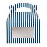 Boxes, Gable & Lunch, Bio Tek 8.50 x 4.75 x 5.50 Inch, Paper, Blue & White Stripe, with Window,25 - 1 EACH
