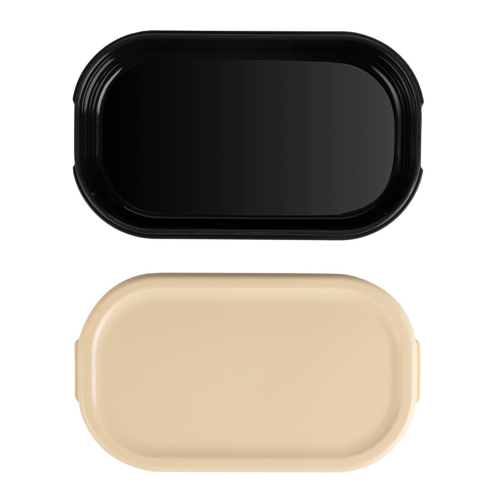 Containers, Buddha Box Snack & Sauce, Bento Tek 3 Ounce, Plastic, Black, 3.75 x 2.25 x 1.25 Inch, with Beige Lid,4 - 1 COUNT