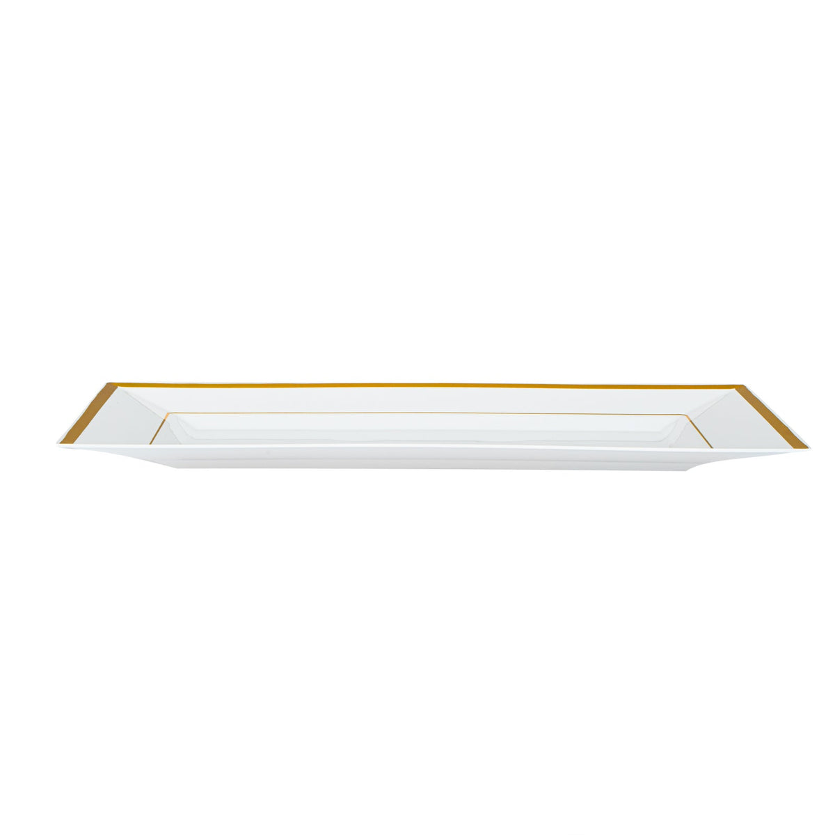 Plates, Moderna 12.75 x 8.25 x 0.75 Inch, Plastic, White, Gold-Rim, Rectangular,10 - 1 COUNT