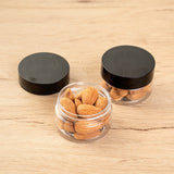 Jars, Candy & Snack, RW Base 1 Ounce, Plastic, Clear, with Black Plastic Lid, 2 x 2 x 1.25 Inch,10 - 1 EACH