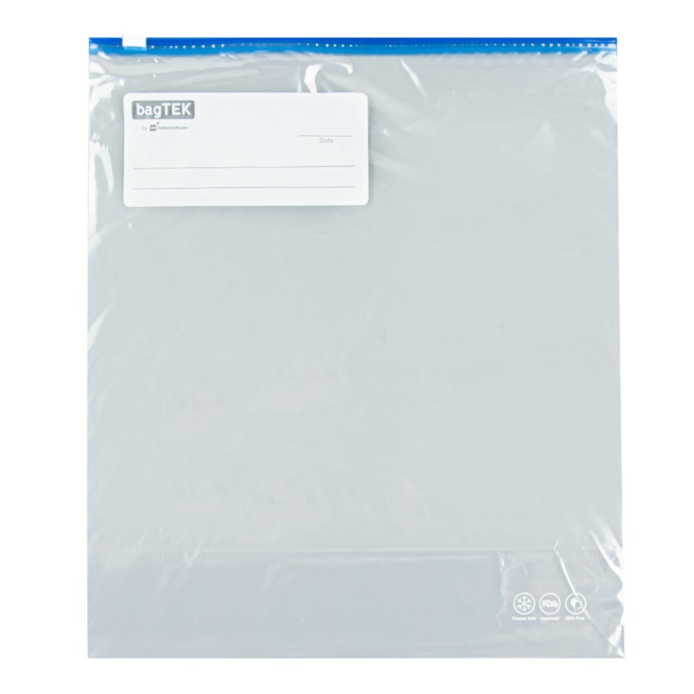 Bags, Freezer, Bag Tek 2 Gallon, Plastic, Clear, Slider, 13 x 5 x 15 Inch, with Write-On Label, Expandable Bottom,25 - 1 EACH