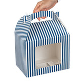 Boxes, Gable & Lunch, Bio Tek 10 x 7 x 8 Inch, Paper, Blue & White, with Window,25 - 1 COUNT