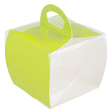 Boxes, Cupcake, 4 x 4 x 4.25 Inch, Plastic with Paper Wrap, Clear & Yellow, Square, with Handle & Geometric Line Accent,1 - 100 COUNT
