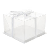 Boxes, Cake, Sweet Vision 10 x 10 x 6.75 Inch, Plastic, Clear, Square, with White Base/Gray Ribbon/Flower Garden Design,1 - 10 COUNT