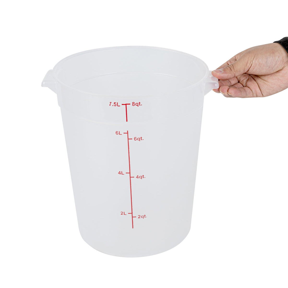 Containers, Food Storage, Met Lux 8 Quart, Round, Translucent, 8.75 x 8.75 x 10.75 Inch, with Red Volume Markers,10 - 1 EACH