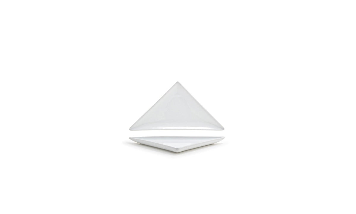 Plates, Triangular, 4 x 7.5 Inch, Mod, White, Porcelain,12 - 1 COUNT