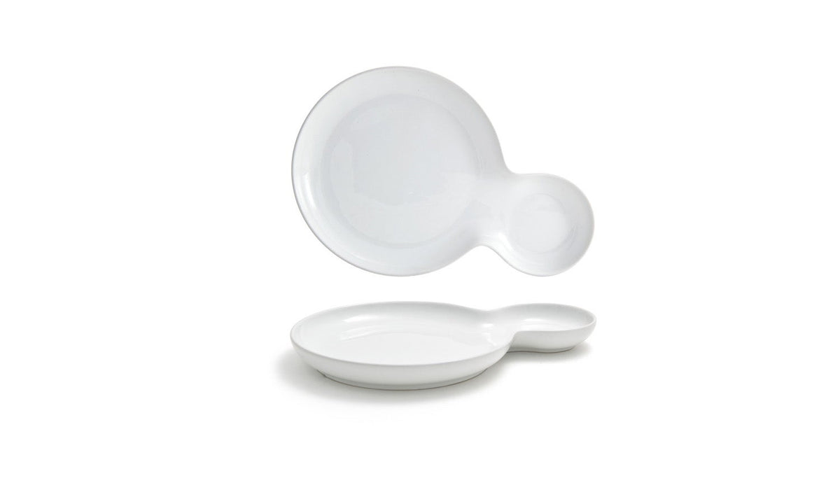 Plates, Bento Duo, 6.5 x 10 Inch, Harmony, White, Porcelain, 10 Linear Inch,6 - 1 COUNT