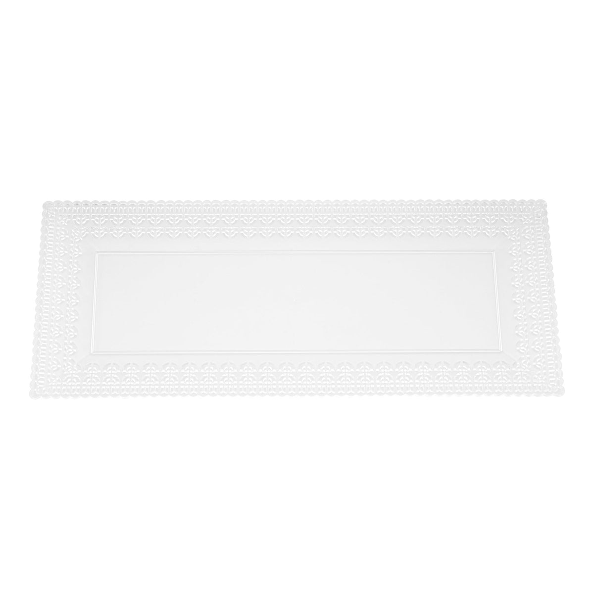 Plates, Maxi Serve 14.25 x 6.25 Inch, Plastic, Clear, with Lace Rim, Rectangular,25 - 1 COUNT