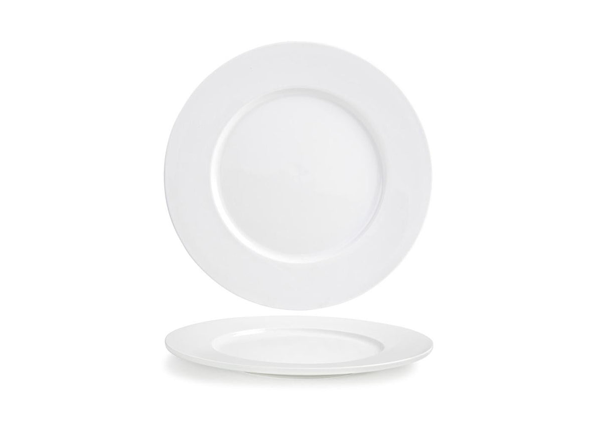 Plates, Monaco, 12.5 Inch, Porcelain, Round, Wide Rim,6 - 1 COUNT