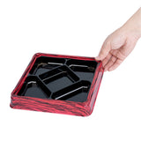 Boxes, 5-Compartment, Bento Tek 19 Ounce, Plastic, Red & Black, 8.50 x 8.50 x 1.25 Inch, Square,50 - 1 COUNT
