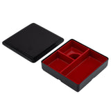 Box, Japanese Style Bento 4-Compartment, 8.25 x 8.25 x 2.25 Inch, Plastic, Black & Red, ABS,1 - 1 EACH
