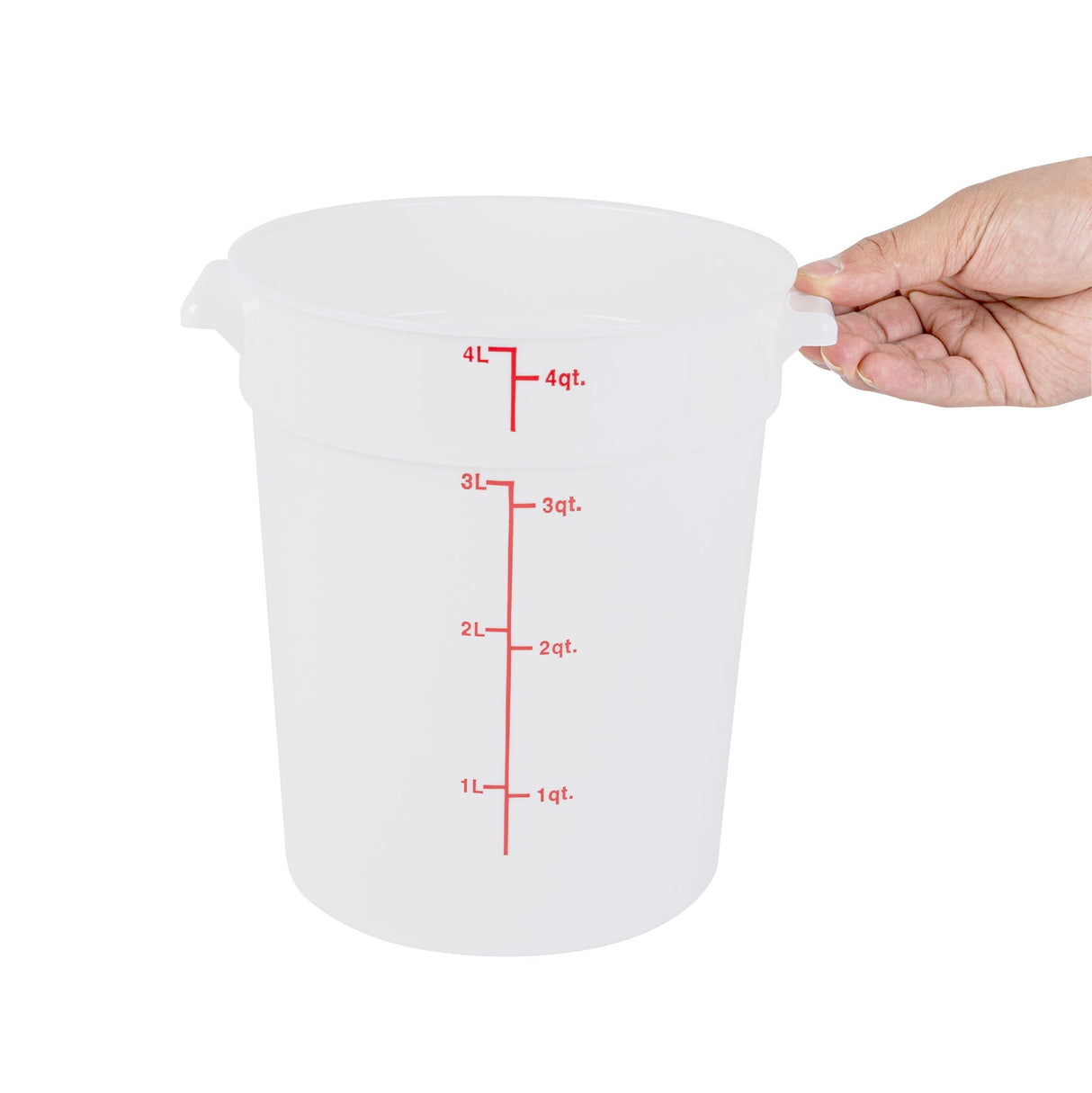 Containers, Food Storage, Met Lux 4 Quart, Round, White, 7.25 x 7.25 x 8.50 Inch, with Red Volume Markers,1 - 1 EACH