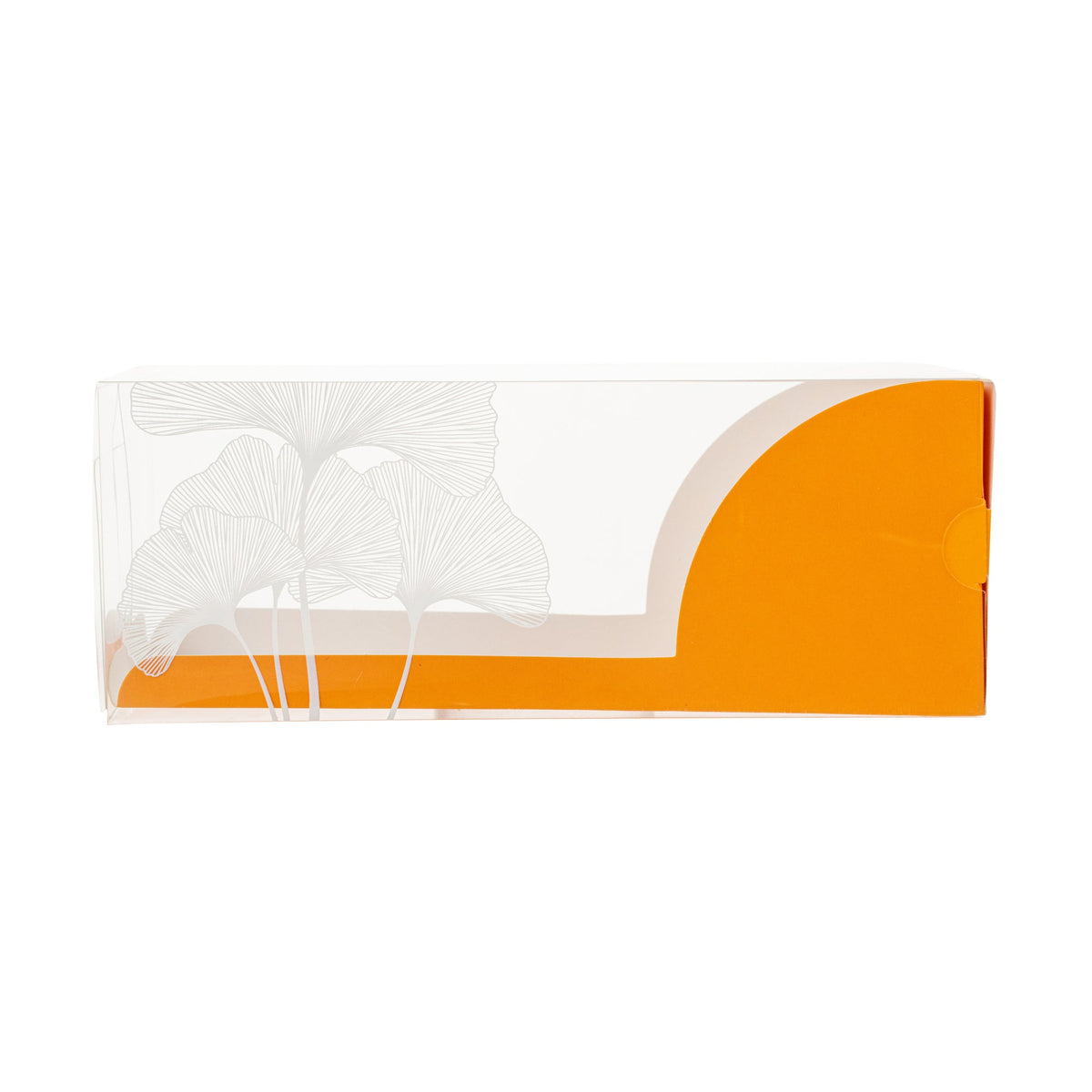 Boxes, Eclair, 7 x 2.5 x 2.5 Inch, Plastic with Paper Sleeve, Clear & Orange, Rectangle, with Leaf Accent,1 - 100 COUNT