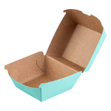 Boxes, Burger, 4 x 4 x 3.75 Inch, Paper, Turquoise, Ripple Wall,100 - 1 COUNT
