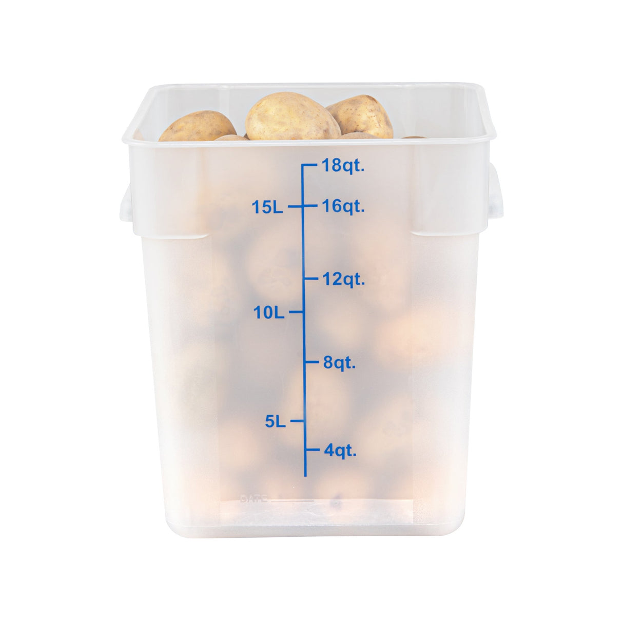 Containers, Food Storage, Met Lux 18 Quart, Square, Translucent, 11 x 11 x 12.50 Inch, with Blue Volume Markers,10 - 1 EACH