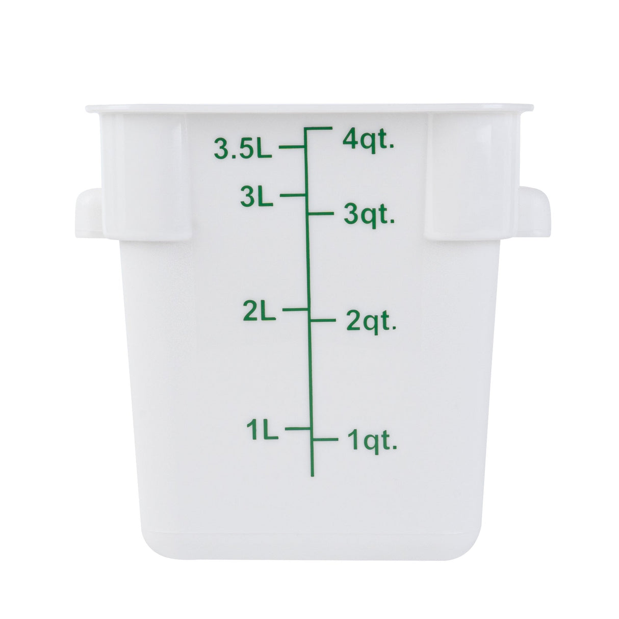 Containers, Food Storage, Met Lux 4 Quart, Square, White, 7 x 7 x 7.50 Inch, with Green Volume Markers,1 - 1 EACH
