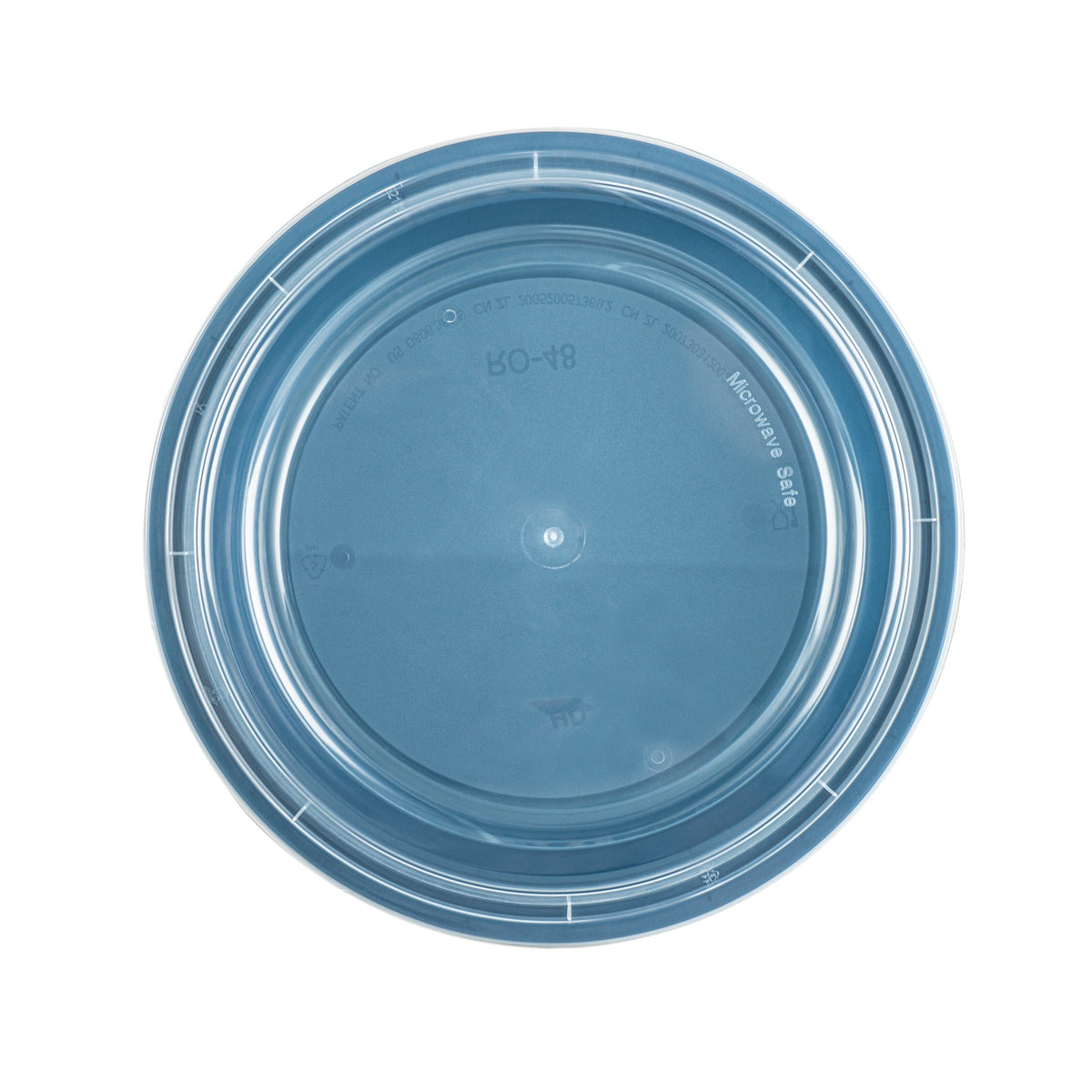 Boxes, To-Go, Asporto 48 Ounce, Microwavable Plastic, Midnight Blue, 9 x 9 x 1.75 Inch, Includes Clear Plastic Lid, Round,2 - 50 COUNT