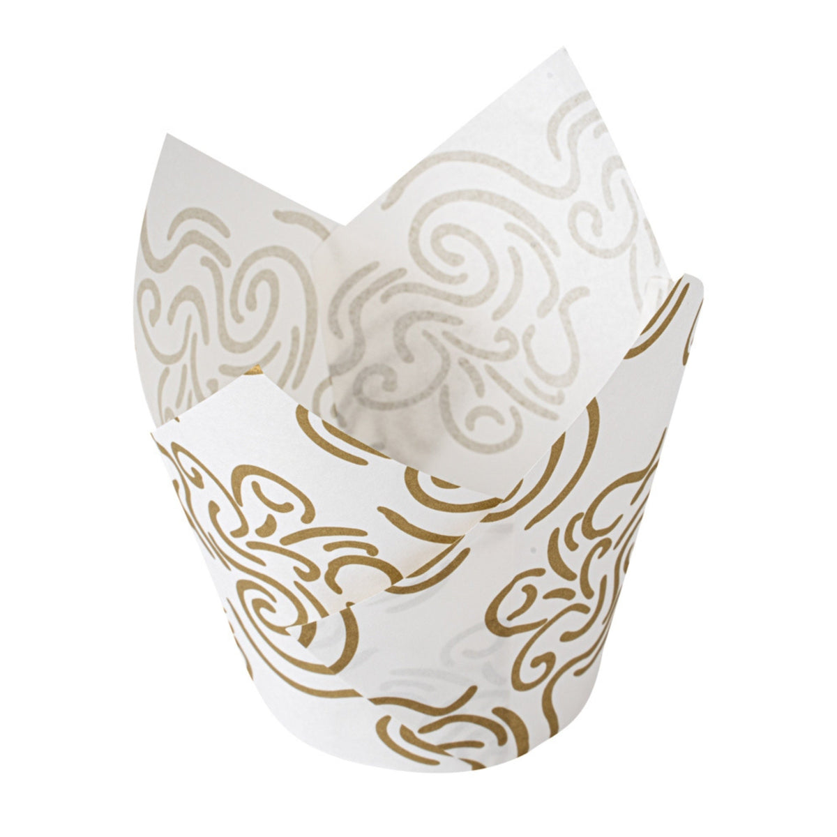 Cups, Baking, 3.50 Ounce, Greasproof Paper, White Floral, Tulip, 3.25 x 3.25 x 3.25 Inch,50 - 1 COUNT