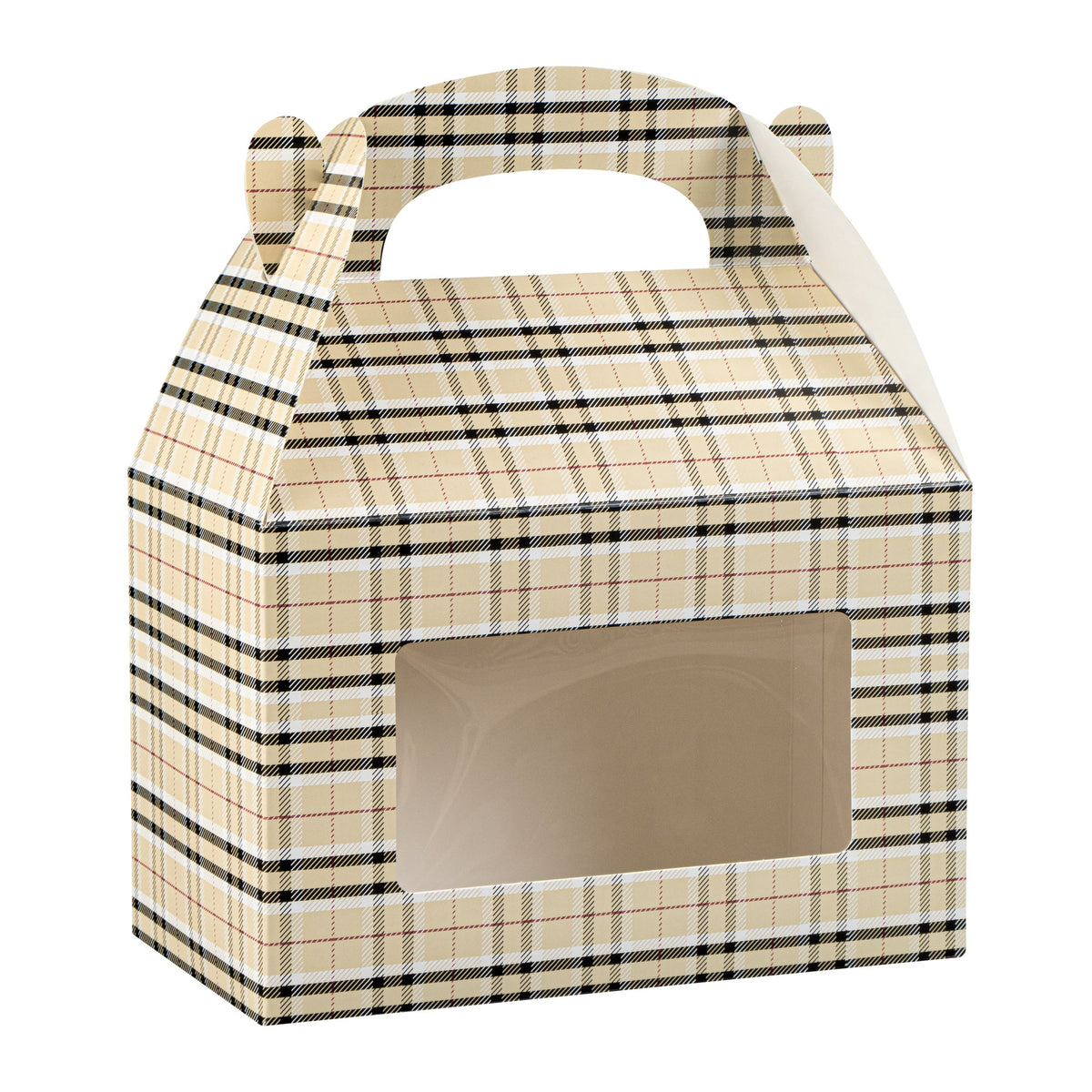 Boxes, Gable & Lunch, Bio Tek 8.50 x 4.75 x 5.50 Inch, Paper, Plaid, with Window,25 - 1 COUNT