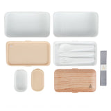 Box, Lunch, Bento Tek 41 Ounce, Plastic, Wood Grain & White, 7.25 x 4.25 x 4 Inch, with Utensils & Sauce Cup,1 - 1 EACH