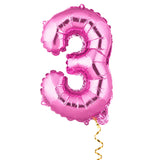 Balloon, Mylar, Balloonify 16 Inch, Number 3, Pink,1 - 1 EACH