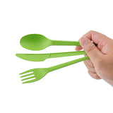 Cutlery Kits, Fork/Knife/Spoon, 6.5 Inch, Plastic, Green, Heat Resistant & Compostable, CPLA,290 - 1 COUNT