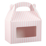 Boxes, Gable & Lunch, Bio Tek 8.50 x 4.75 x 5.50 Inch, Paper, Pink & White Stripe, with Window,25 - 1 COUNT