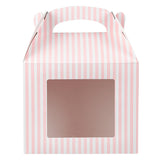Boxes, Gable & Lunch, Bio Tek 10 x 7 x 8 Inch, Paper, Pink & White Stripe, with Window,25 - 1 COUNT