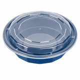 Boxes, To-Go, Asporto 24 Ounce, Microwavable Plastic, Midnight Blue, 7.25 x 7.25 x 1.50 Inch, Includes Clear Plastic Lid, Round,2 - 50 COUNT