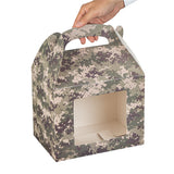 Boxes, Gable & Lunch, Bio Tek 10 x 7 x 8 Inch, Paper, Camouflage, with Window,4 - 25 COUNT