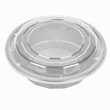 Boxes, To-Go, Asporto 16 Ounce, Microwavable Plastic, Silver, 6.25 x 6.25 x 1.75 Inch, Includes Clear Plastic Lid, Round,2 - 50 COUNT