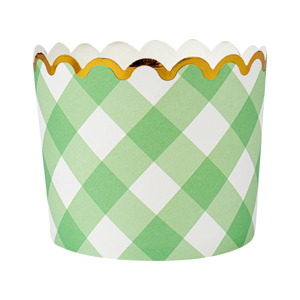 Cups, Baking, Panificio 4.50 Ounce, Greaseproof Paper, Green Plaid, Scalloped,50 - 1 COUNT
