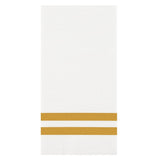 Towels, Guest, Luxenap, Linen-Like, White, with Gold Stripes, Air Laid, 15.75 x 8 Inch,50 - 1 COUNT