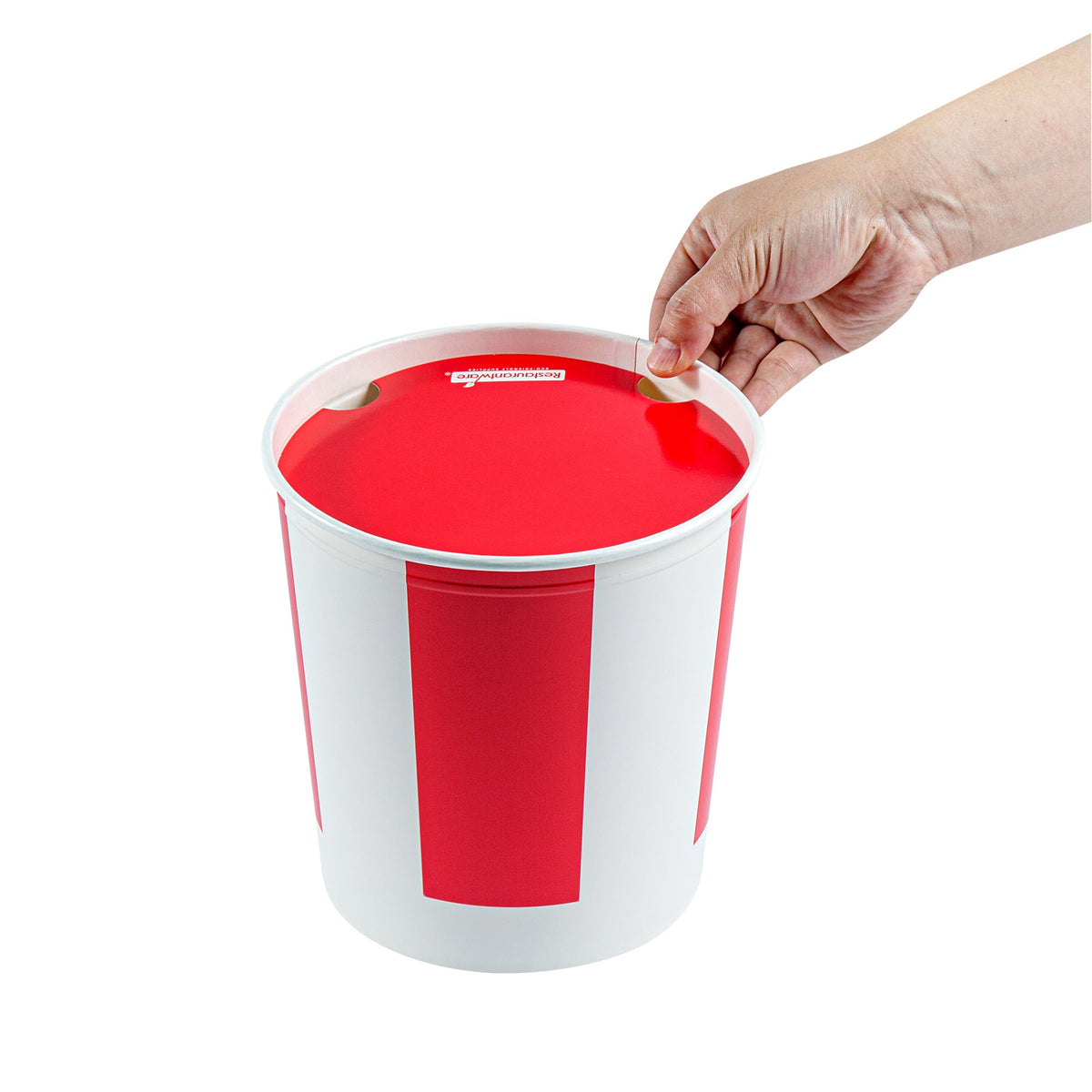 Buckets, Chicken, Bio Tek 130 Ounce, Paper, Red & White, includes Lid,4 - 25 COUNT