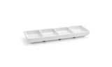 Dishes, 4 Compartment, 4 Ounce, White, Porcelain, 2.25 x 8 Inch, Rectangluar, Stackable,12 - 1 EACH