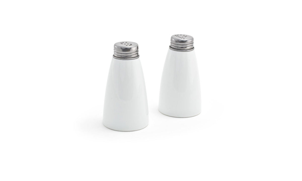 Shaker Sets, Salt & Pepper, White, with Stainless Steel Top,6 - 1 COUNT