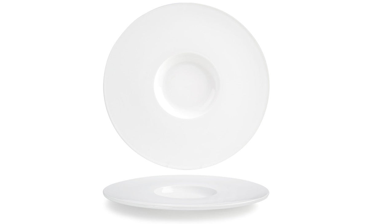 Plates, Monaco, 12.5 Inch, Porcelain, Round, Wide Rim,6 - 1 COUNT