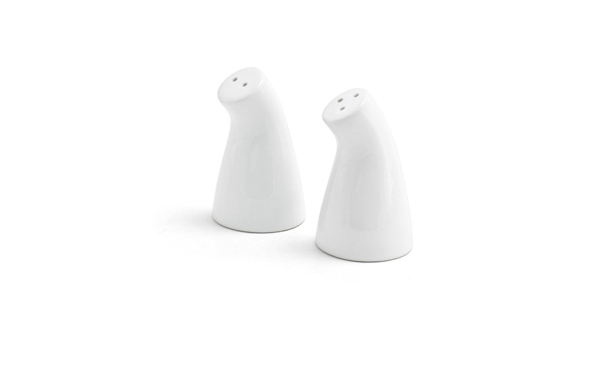 Shaker Sets, Salt & Pepper, 2 Ounce, Leaning, White, Porcelain,12 - 1 EACH