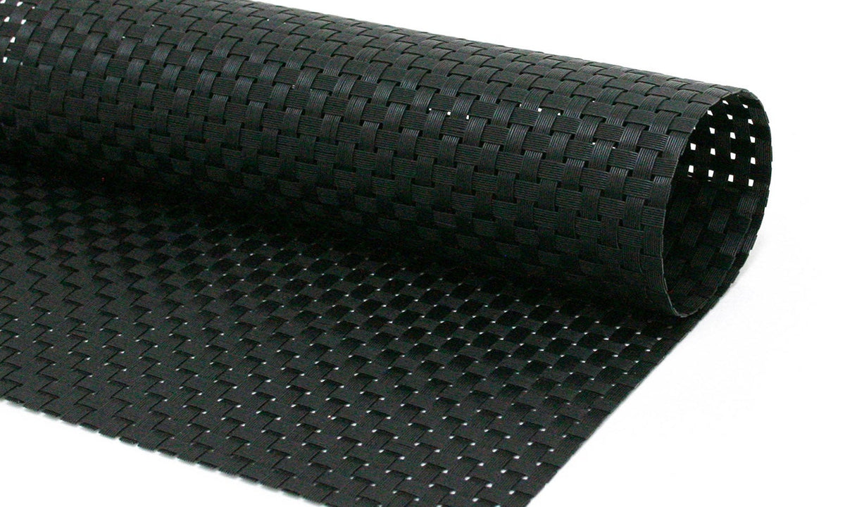 Placemats, Basketweave 16 x 12 Inch, Black, Vinyl,12 - 1 COUNT