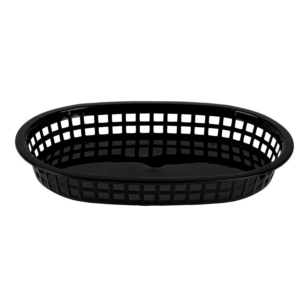 Baskets, Serving, 11 x 7 x 1.50 Inch, Oval, Black, Plastic,100 - 1 COUNT